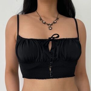 Urban Outfitters Out From Under Satin Black Ruched Crop Top